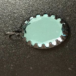 Blue gem Black Oval Pendant